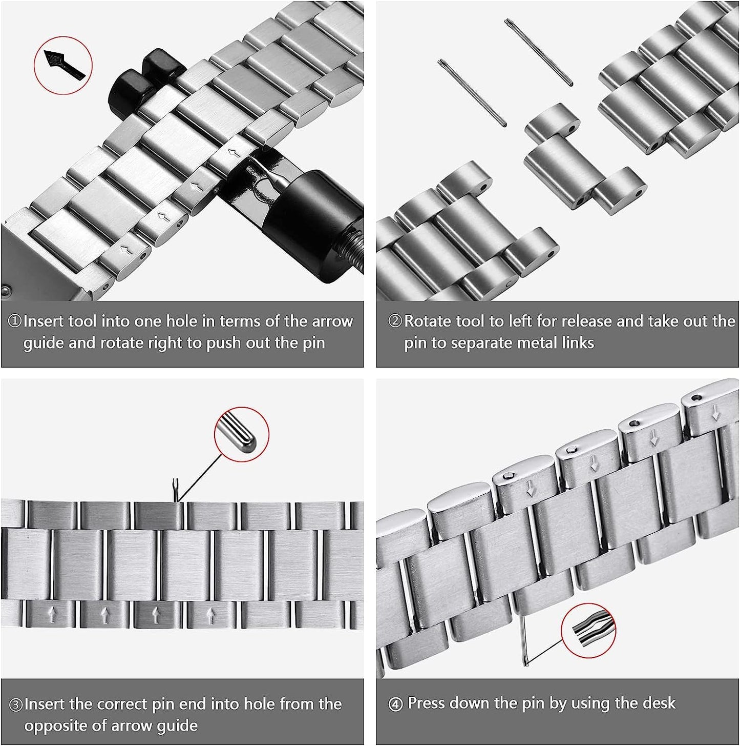 Heavy Metal Stainless Steel Chain Watch Strap Silver