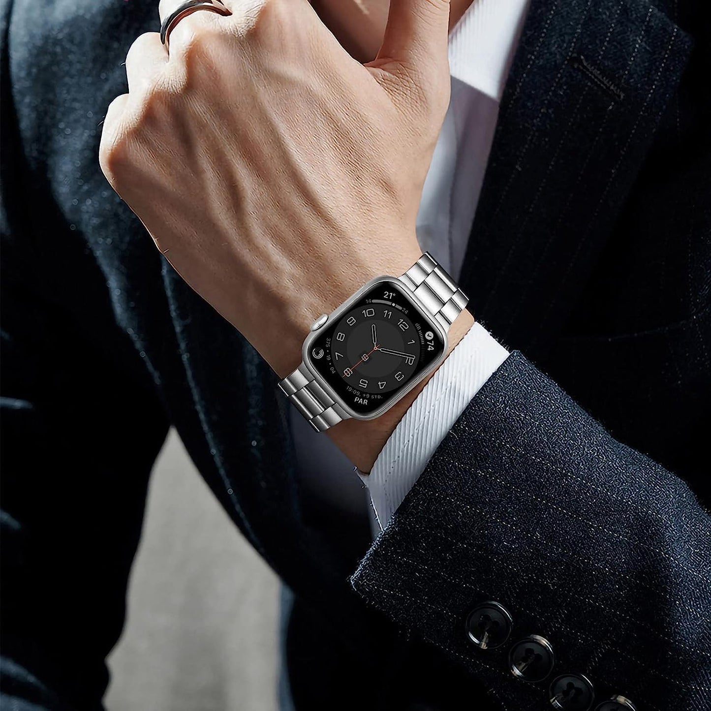 Heavy Metal Stainless Steel Chain Watch Strap Silver