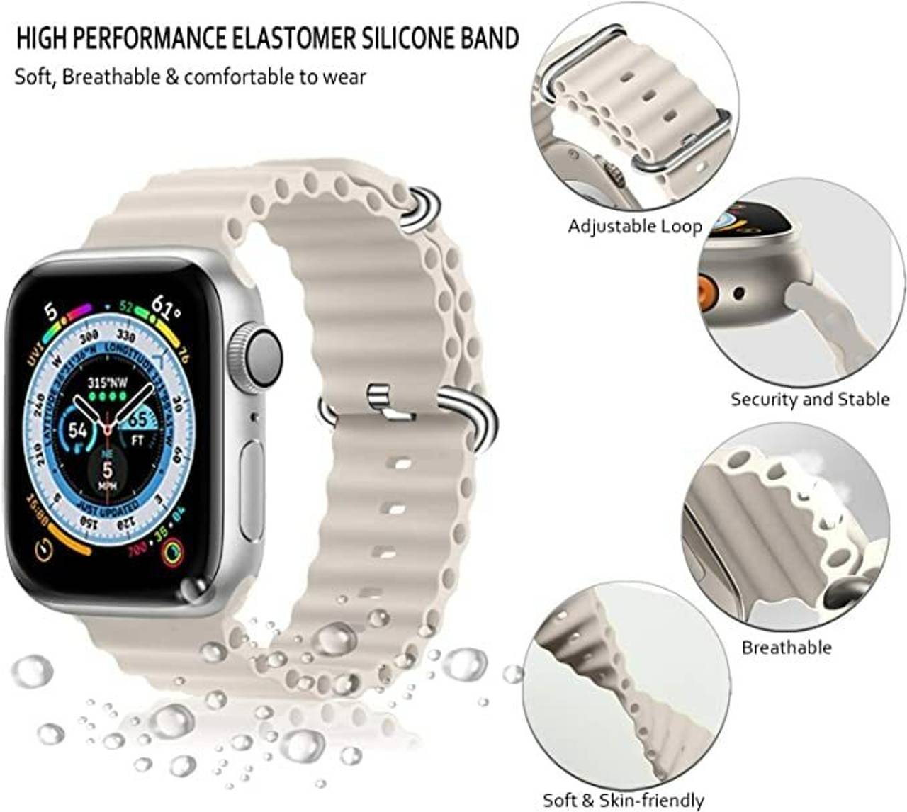 Ocean Silicone Strap Cream