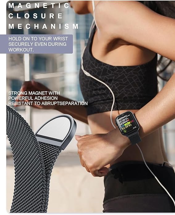 Dark Silver Stainless Steel with Magnetic Wristband Strap