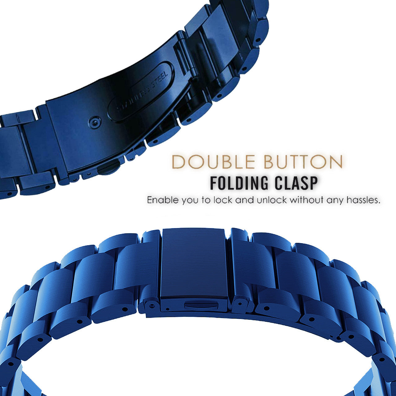 Heavy Metal Stainless Steel Chain Watch Strap Blue