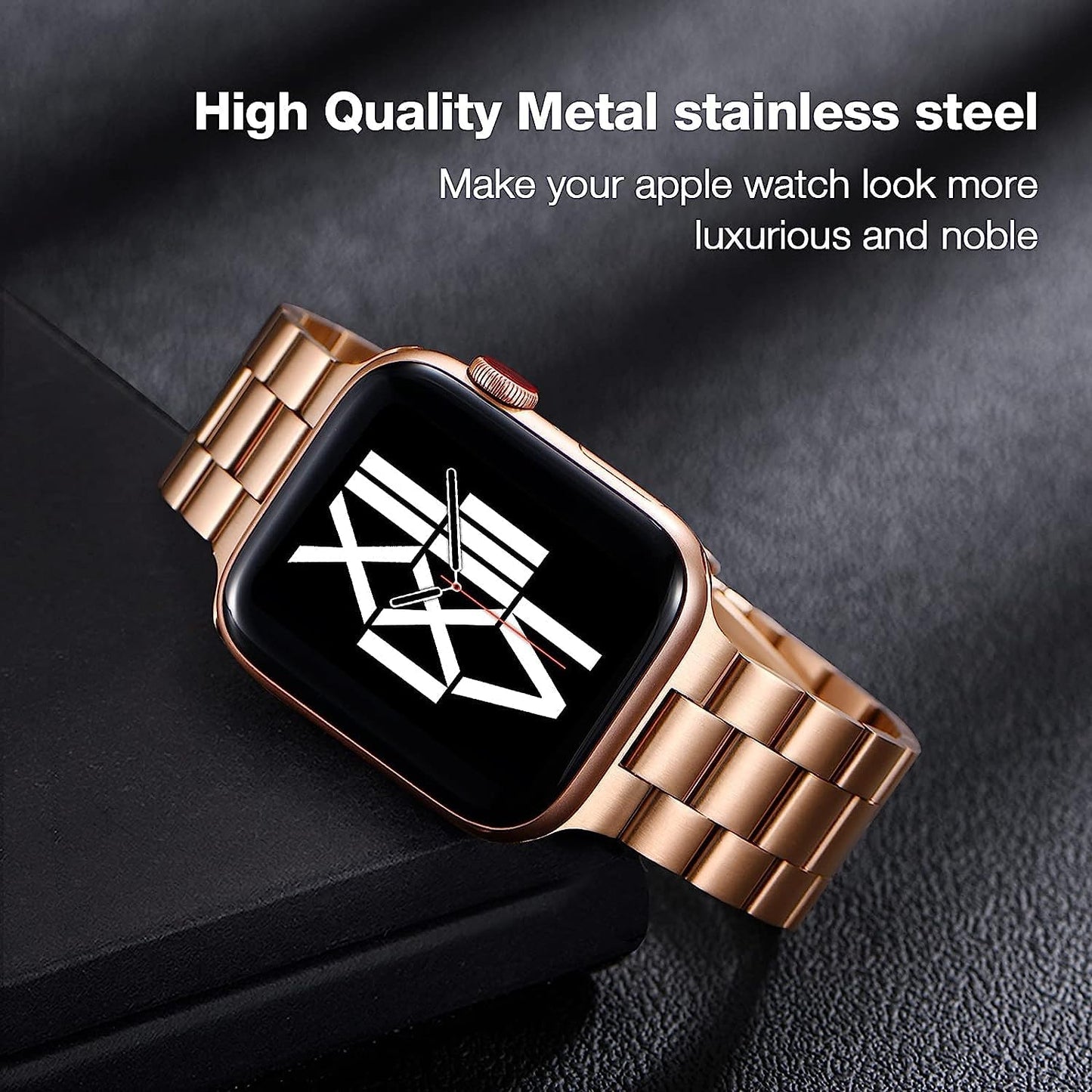 Heavy Metal Stainless Steel Chain Watch Strap Rose Gold