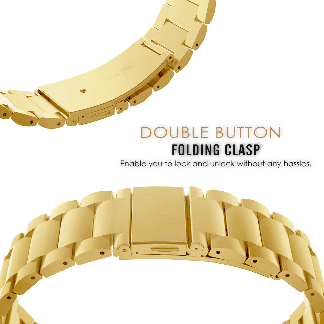 Heavy Metal Stainless Steel Chain Watch Strap Gold