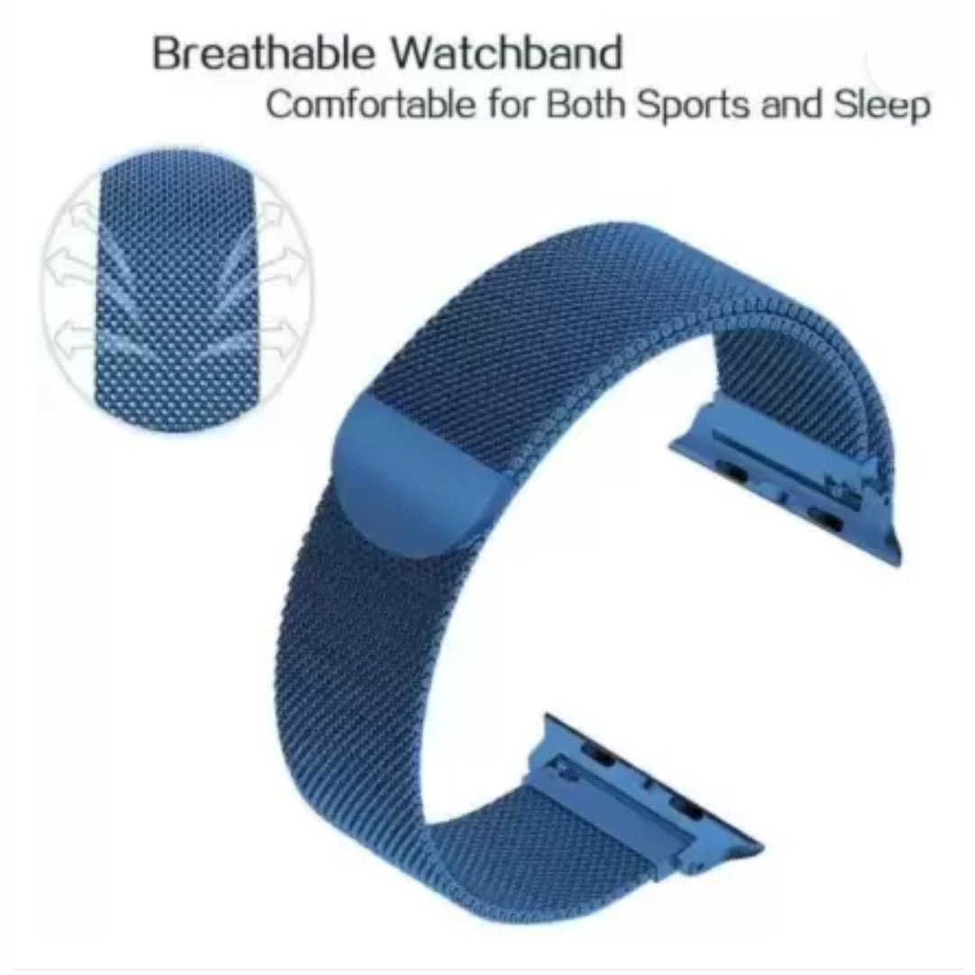 Blue Stainless Steel with Magnetic Wristband Strap