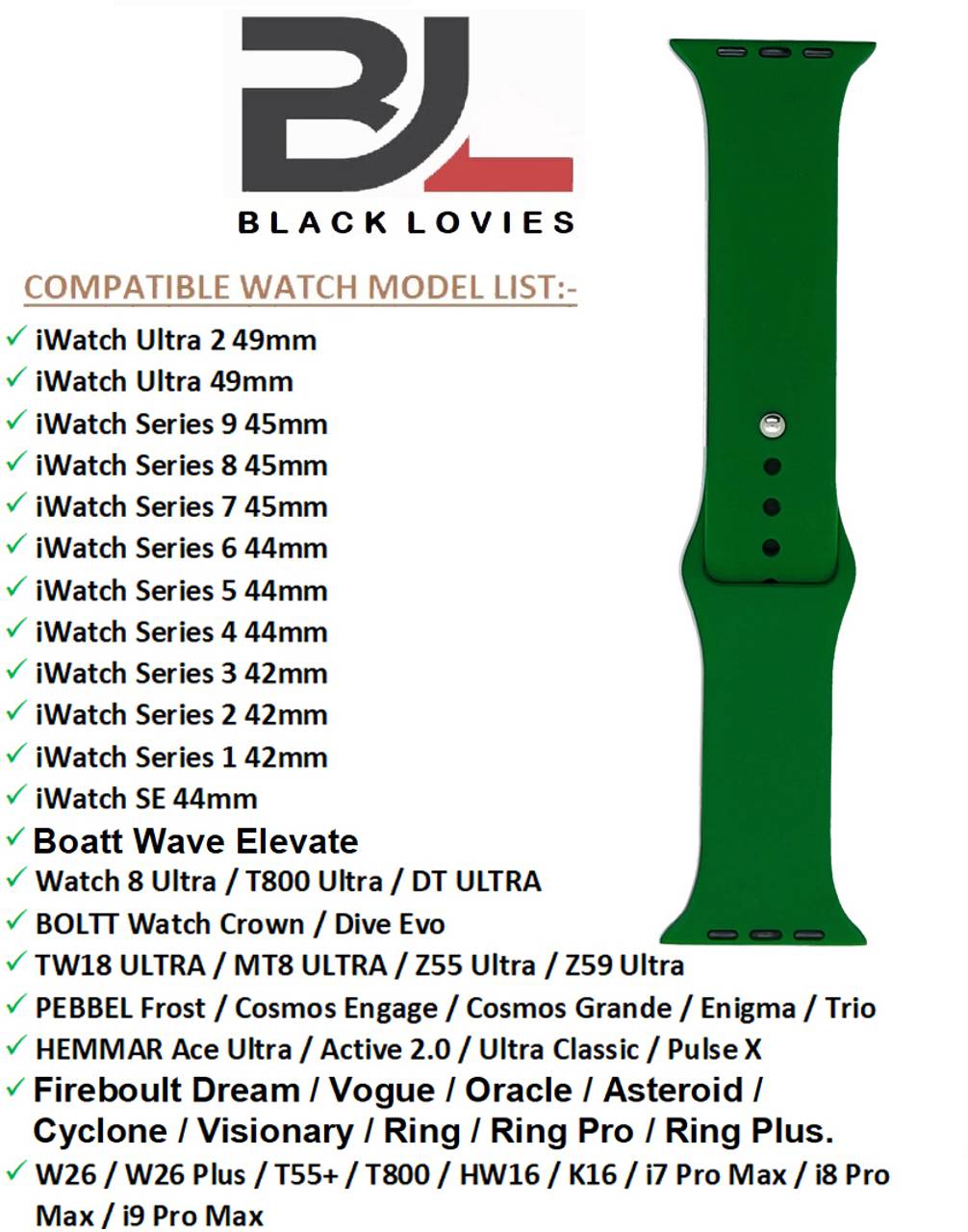 Plane Silicone Strap Dark Green
