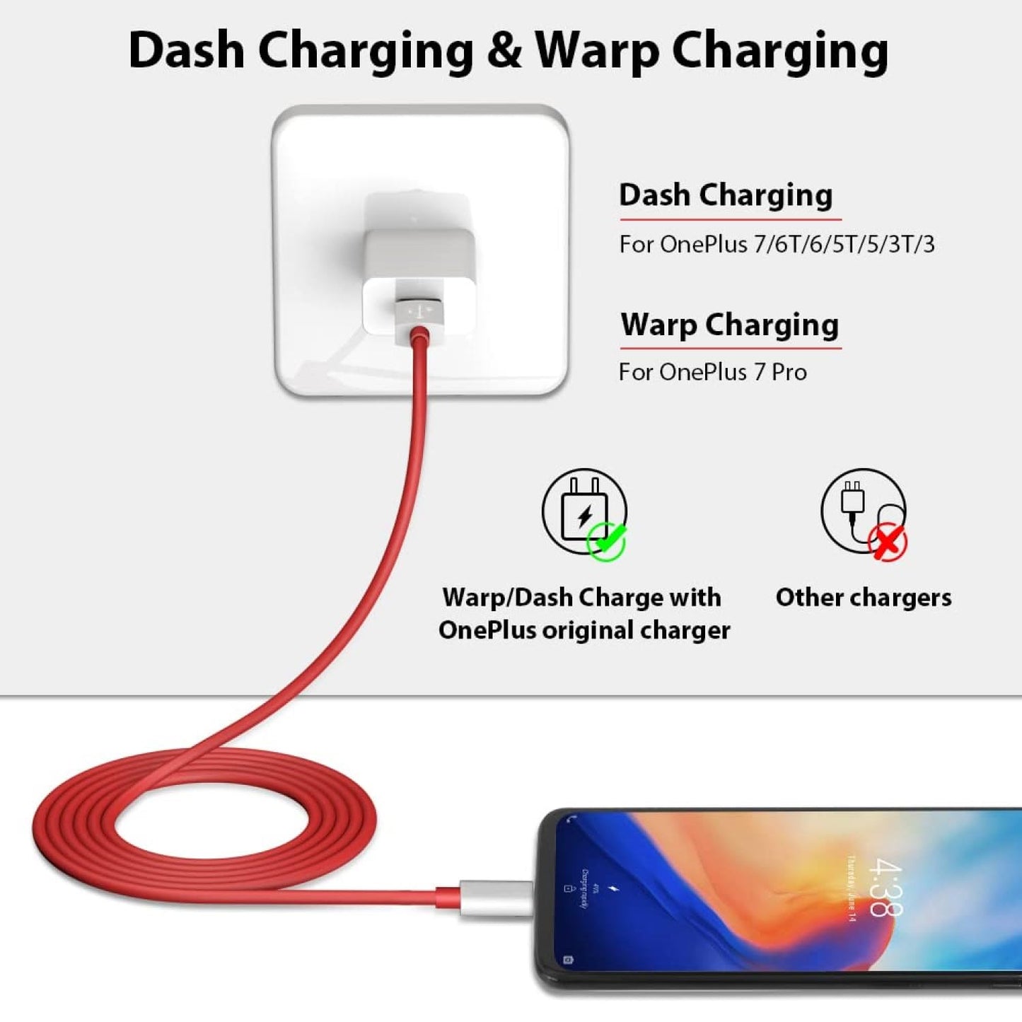 NINESTAR 80W Charger Cable USB to Type C Warp Charger SuperVooc/Dash Super Charge Cable