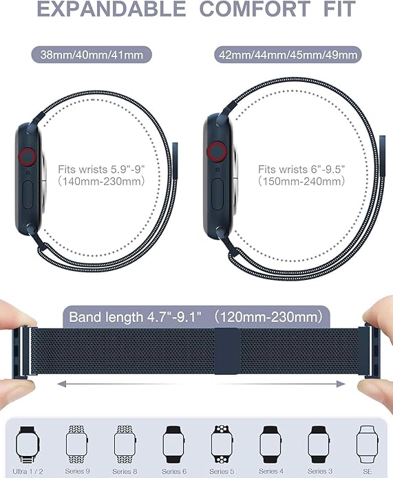 Midnight Blue Stainless Steel with Magnetic Wristband Strap