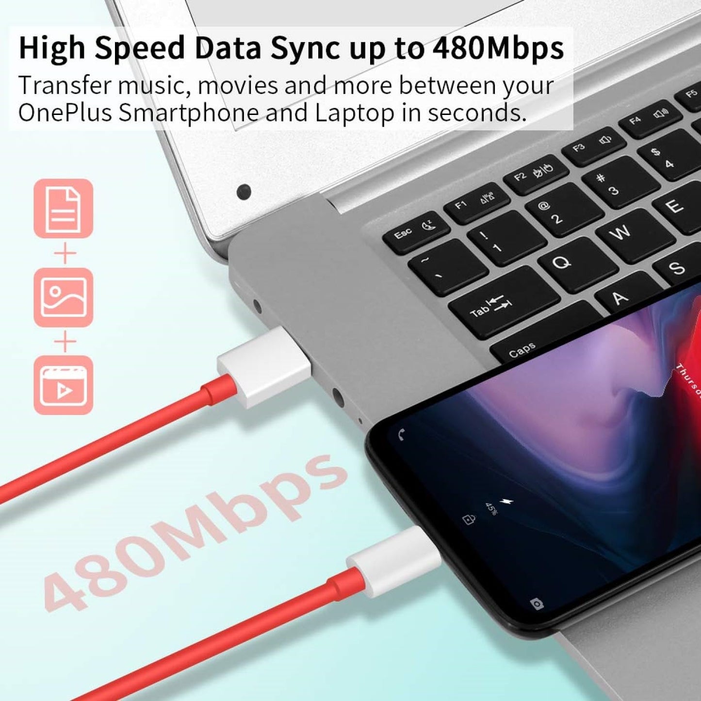 NINESTAR 80W Charger Cable USB to Type C Warp Charger SuperVooc/Dash Super Charge Cable