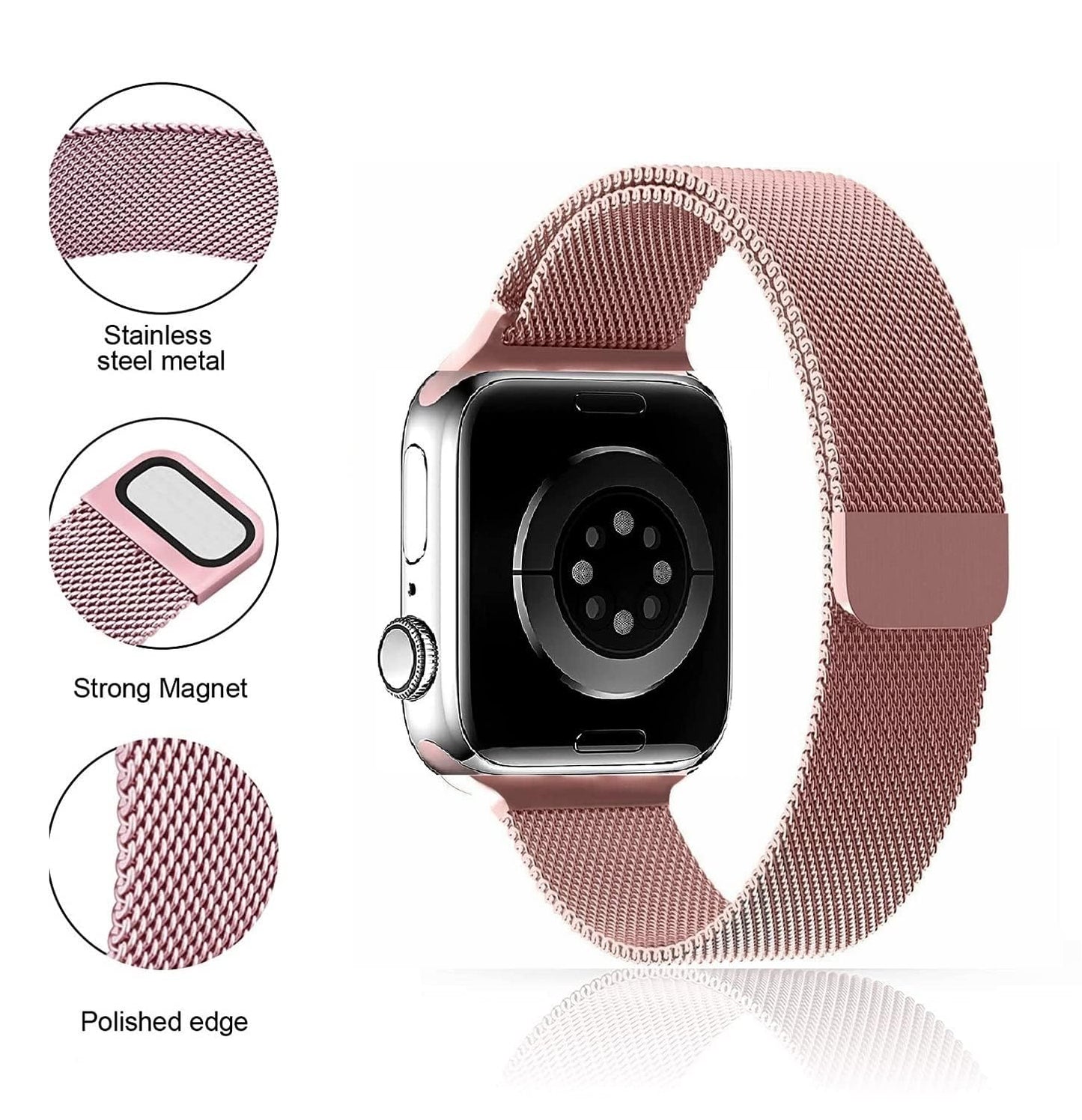 Rose Gold Stainless Steel with Magnetic Wristband Strap