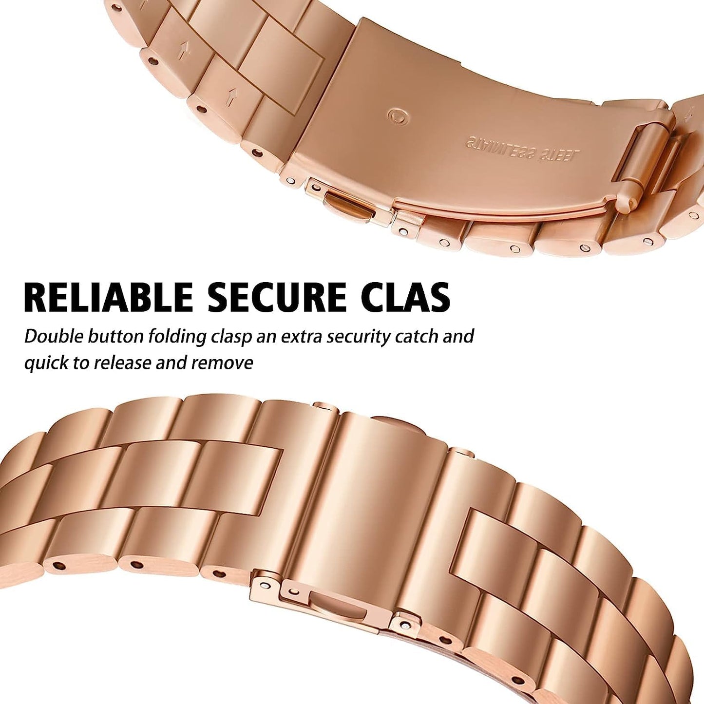 Heavy Metal Stainless Steel Chain Watch Strap Rose Gold