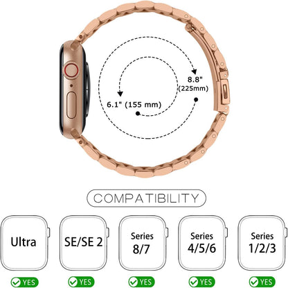 Heavy Metal Stainless Steel Chain Watch Strap Rose Gold