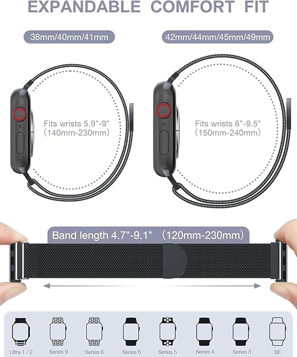 Dark Silver Stainless Steel with Magnetic Wristband Strap