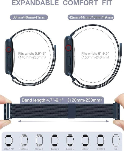 Midnight Blue Stainless Steel with Magnetic Wristband Strap
