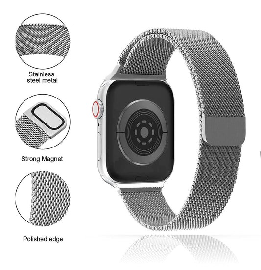 Silver Stainless Steel with Magnetic Wristband Strap