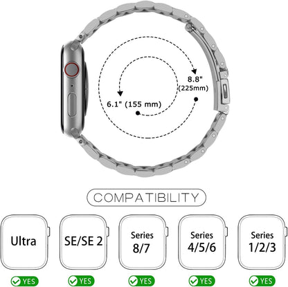 Heavy Metal Stainless Steel Chain Watch Strap Silver